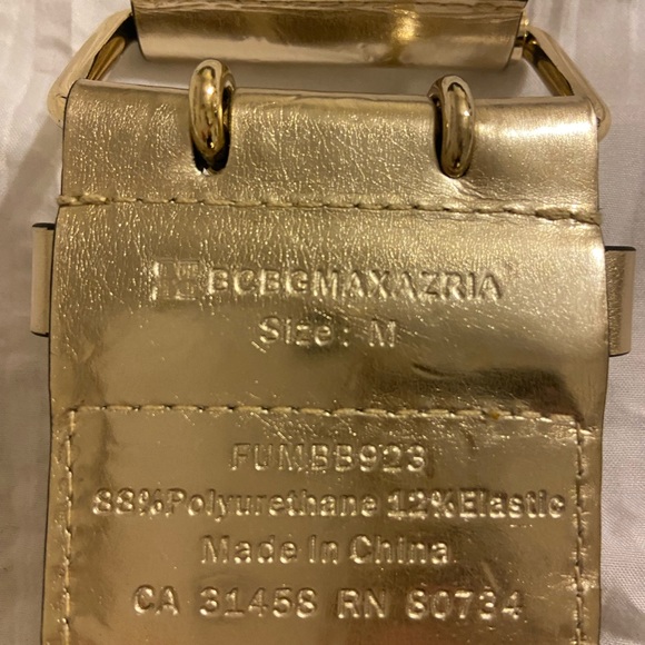 BCBG WAIST STRETCH BELT GOLD BRAIDED WOVEN VEGAN LEATHER - Picture 4 of 5